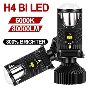 Planet Gates 1 piece / H4/9003/HB2 Hi/Lo H4 LED Projector Lens Mini H4 LED Lenses Auto Headlight Bulbs CSP Chip High Low Beam Canbus Turbo Fan Car Light Lamp LHD 12V 24V