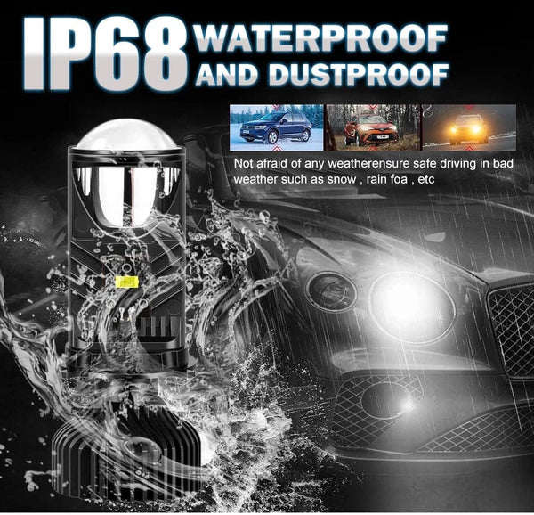 Planet Gates 1 piece / H4/9003/HB2 Hi/Lo H4 LED Projector Lens Mini H4 LED Lenses Auto Headlight Bulbs CSP Chip High Low Beam Canbus Turbo Fan Car Light Lamp LHD 12V 24V