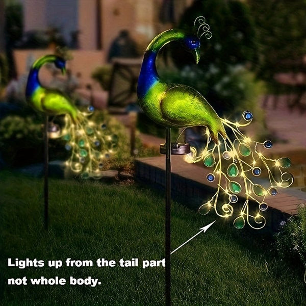 Planet Gates 1 Piece Peacock Ground Plug Lamp 1pc Peacock Solar Garden Light, Outdoor Waterproof, Metal Garden Decoration, Solar Outdoor Lawn Light, Yard Decoration