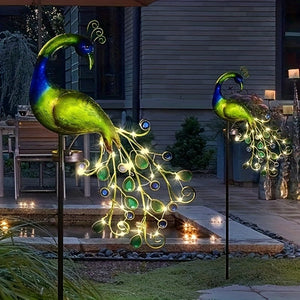 Planet Gates 1 Piece Peacock Ground Plug Lamp 1pc Peacock Solar Garden Light, Outdoor Waterproof, Metal Garden Decoration, Solar Outdoor Lawn Light, Yard Decoration