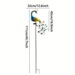 Planet Gates 1 Piece Peacock Ground Plug Lamp 1pc Peacock Solar Garden Light, Outdoor Waterproof, Metal Garden Decoration, Solar Outdoor Lawn Light, Yard Decoration
