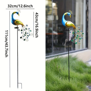 Planet Gates 1 Piece Peacock Ground Plug Lamp 1pc Peacock Solar Garden Light, Outdoor Waterproof, Metal Garden Decoration, Solar Outdoor Lawn Light, Yard Decoration