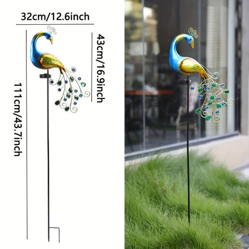 Planet Gates 1 Piece Peacock Ground Plug Lamp 1pc Peacock Solar Garden Light, Outdoor Waterproof, Metal Garden Decoration, Solar Outdoor Lawn Light, Yard Decoration