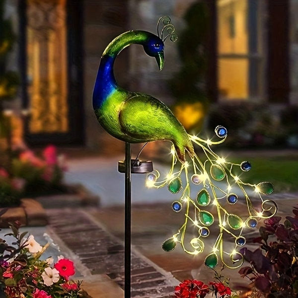 Planet Gates 1 Piece Peacock Ground Plug Lamp 1pc Peacock Solar Garden Light, Outdoor Waterproof, Metal Garden Decoration, Solar Outdoor Lawn Light, Yard Decoration