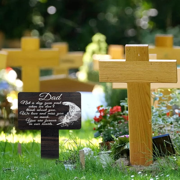 Planet Gates 1 Piece Wooden Texture Card, Used For Father And Mother's Cemetery Commemoration, Outdoor Courtyard Cemetery Decoration, Cemetery Memorial Plaque, Loved Ones Memorial Card, Black Card Condolences Cemetery Pile