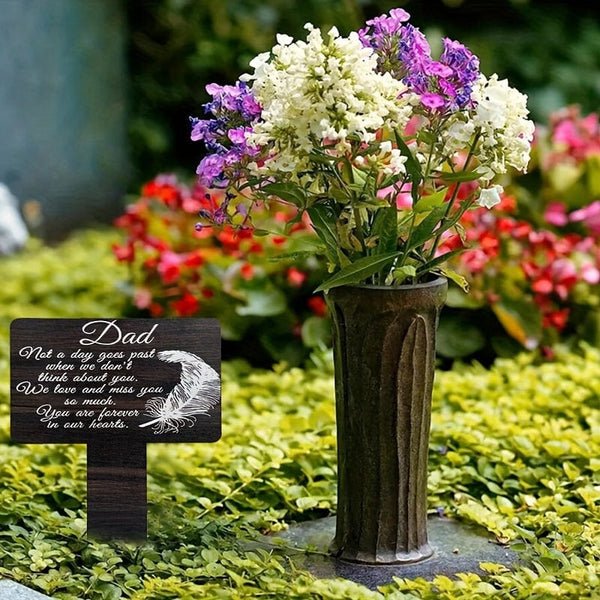 Planet Gates 1 Piece Wooden Texture Card, Used For Father And Mother's Cemetery Commemoration, Outdoor Courtyard Cemetery Decoration, Cemetery Memorial Plaque, Loved Ones Memorial Card, Black Card Condolences Cemetery Pile
