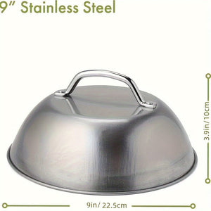 Planet Gates 1 Piecs 1pc Stainless Steel Steak Cover, Thicken Western Steak Cover, Restaurant Western Food Cover, Hand Handle Steak Cover For Outdoor BBQ Grilling, Hemispherical Cover, Kitchen Tools, Kitchen Accessories, Cookware Accessories
