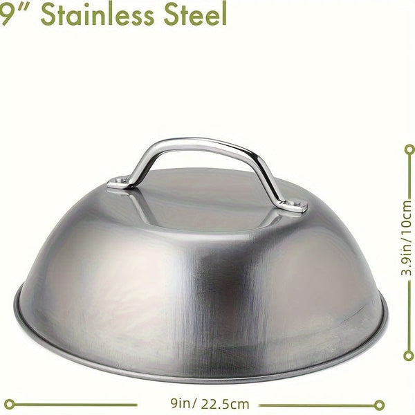 Planet Gates 1 Piecs 1pc Stainless Steel Steak Cover, Thicken Western Steak Cover, Restaurant Western Food Cover, Hand Handle Steak Cover For Outdoor BBQ Grilling, Hemispherical Cover, Kitchen Tools, Kitchen Accessories, Cookware Accessories