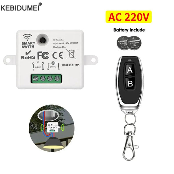 Planet Gates 1 Receiver / CHINA 433MHz AC 110V 220V Wireless RF Remote Control Switch 1CH Relay Receiver With ON/OFF Transmitter For Led Light Bulb DIY Control