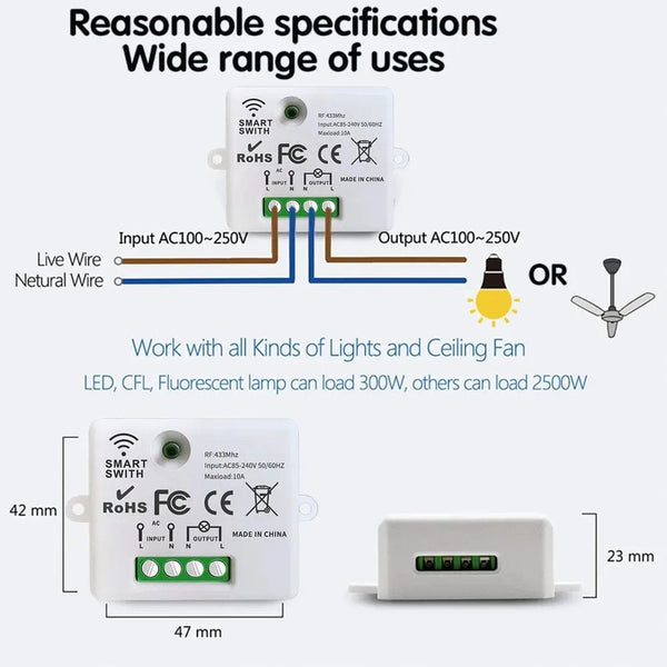 Planet Gates 1 Receiver / CHINA 433MHz AC 110V 220V Wireless RF Remote Control Switch 1CH Relay Receiver With ON/OFF Transmitter For Led Light Bulb DIY Control
