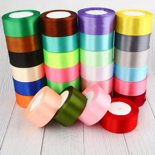 Planet Gates 1 Roll, 22meters 4cm Silk Satin Ribbons Crafts Bow Handmade Gift Wrap Party Wedding Christmas Decorations, Ribbons For Bouquets, Craft Supplies, Fabric, Handmade Wedding Bouquets Material, Gift Packaging Materials,