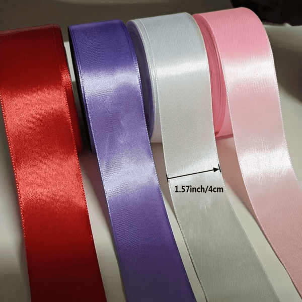 Planet Gates 1 Roll, 22meters 4cm Silk Satin Ribbons Crafts Bow Handmade Gift Wrap Party Wedding Christmas Decorations, Ribbons For Bouquets, Craft Supplies, Fabric, Handmade Wedding Bouquets Material, Gift Packaging Materials,