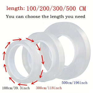 Planet Gates 1 roll, Multipurpose Heavy Duty Mounting Tape - Removable Adhesive Acrylic Tape for Paste Items - Reusable Transparent Tape for Household Use - 1/2/3/5M Rolls