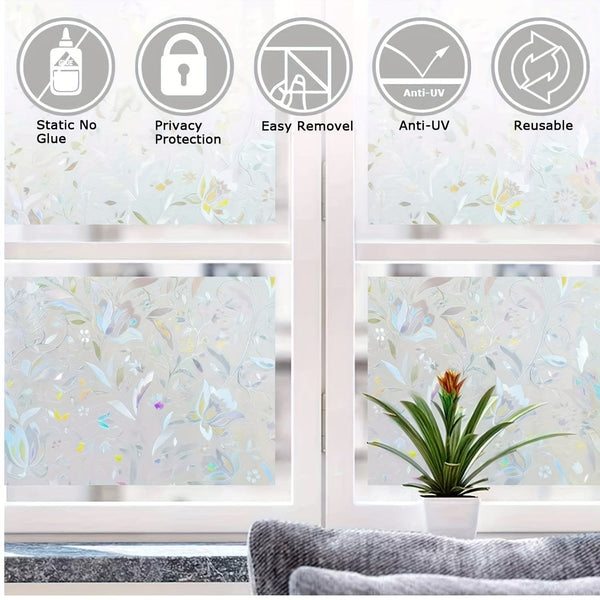 Planet Gates 1 Roll Of Tulip Privacy Glass Film, Static Cling Window Film Suitable For Office And Home Decor