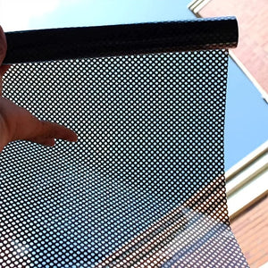 Planet Gates 1 roll Stained Glass Window Privacy Film - Non-Adhesive, UV Sun Blocking, One-Way Perforated, Black Vinyl Stickers for Bathroom Door Coverings and Printable Engraved Designs