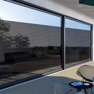 Planet Gates 1 roll Stained Glass Window Privacy Film - Non-Adhesive, UV Sun Blocking, One-Way Perforated, Black Vinyl Stickers for Bathroom Door Coverings and Printable Engraved Designs