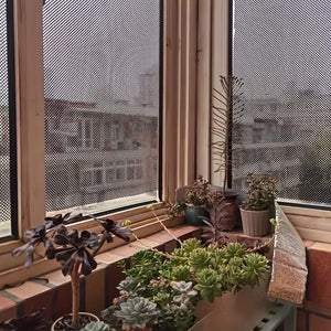 Planet Gates 1 roll Stained Glass Window Privacy Film - Non-Adhesive, UV Sun Blocking, One-Way Perforated, Black Vinyl Stickers for Bathroom Door Coverings and Printable Engraved Designs