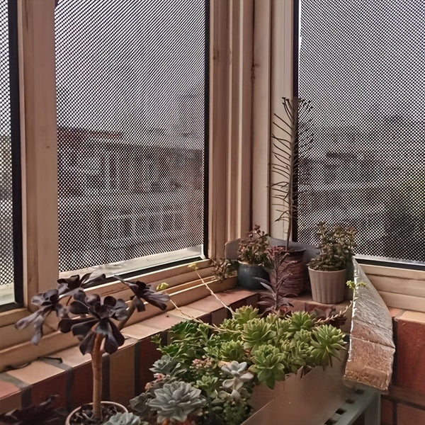 Planet Gates 1 roll Stained Glass Window Privacy Film - Non-Adhesive, UV Sun Blocking, One-Way Perforated, Black Vinyl Stickers for Bathroom Door Coverings and Printable Engraved Designs