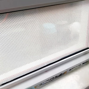 Planet Gates 1 roll Stained Glass Window Privacy Film - Non-Adhesive, UV Sun Blocking, One-Way Perforated, Black Vinyl Stickers for Bathroom Door Coverings and Printable Engraved Designs