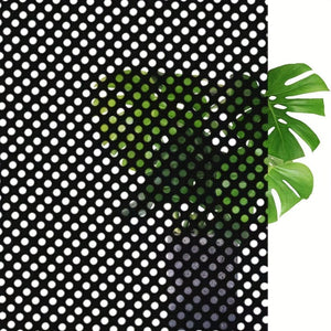 Planet Gates 1 roll Stained Glass Window Privacy Film - Non-Adhesive, UV Sun Blocking, One-Way Perforated, Black Vinyl Stickers for Bathroom Door Coverings and Printable Engraved Designs