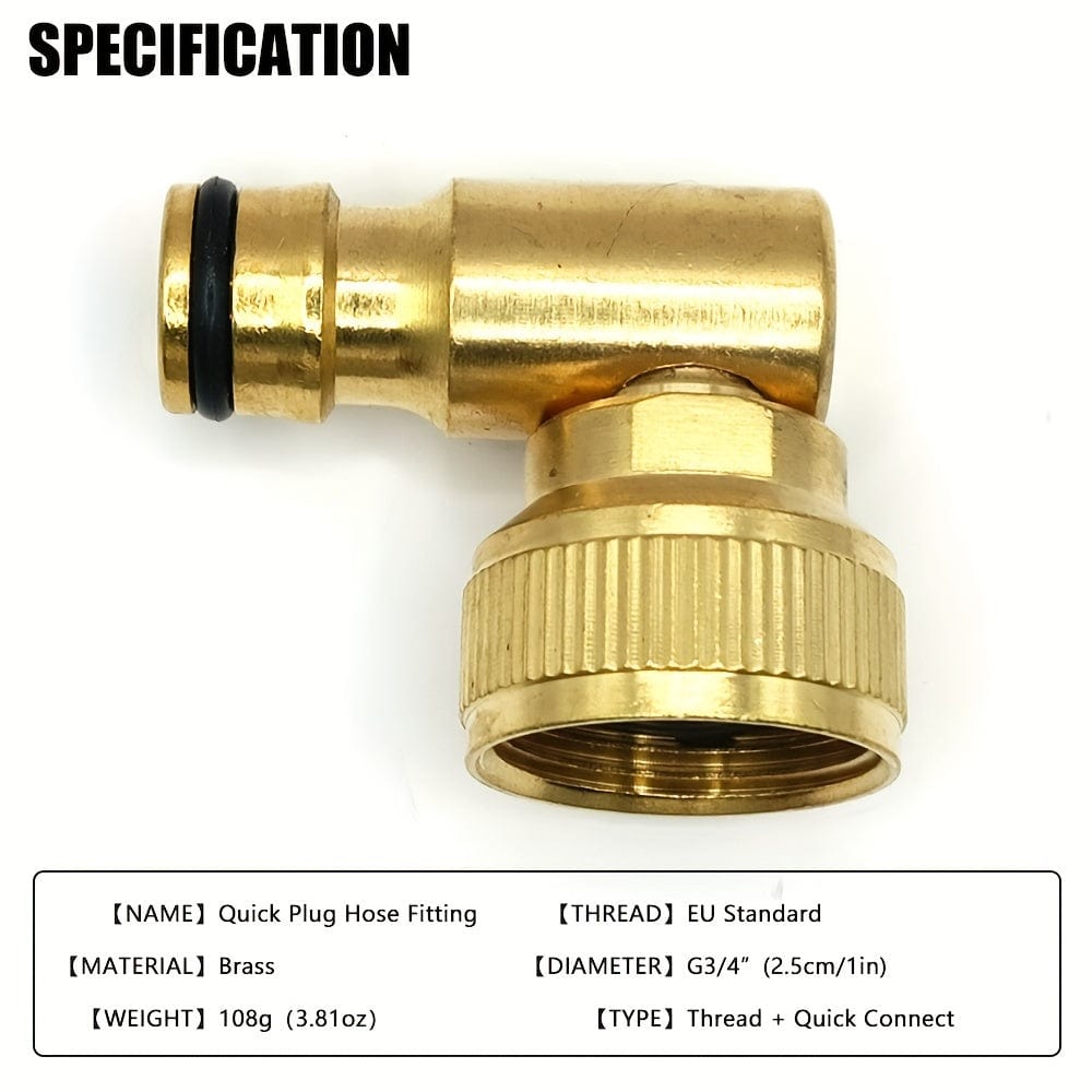 Planet Gates 1 Set 1 Set Brass 90° Activity Nipple Connector, Threaded Nipple Quick Plug G3/4 Inner Thread, Car Wash Watering Garden Wood Lawn Irrigation Sprinkler Tool Accessories