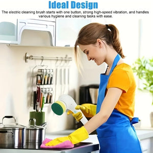 Planet Gates 1 Set 1 Set, Electric Spin Scrubber With 5 Replaceable Brush Head, Power Cordless Electric Cleaning Brush, Handheld Rechargeable Shower Scrubber, For Bathroom, Kitchen, Bathtub, Tile, Shower, Cleaning Supplies