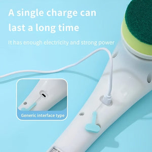 Planet Gates 1 Set 1 Set, Electric Spin Scrubber With 5 Replaceable Brush Head, Power Cordless Electric Cleaning Brush, Handheld Rechargeable Shower Scrubber, For Bathroom, Kitchen, Bathtub, Tile, Shower, Cleaning Supplies