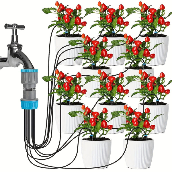 Planet Gates 1 Set 1 Set Garden Automatic Watering Device, Gardening Irrigation System, Drip Seepage Device With 10 Dripper Head Kit For Greenhouse Balcony Pot Plants Accessories (Threaded Connection: 1/2" (20mm)