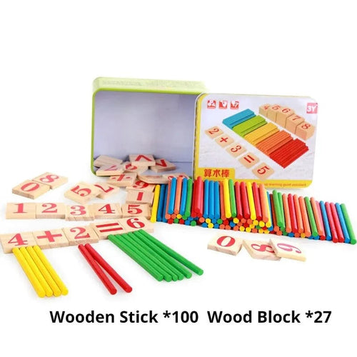 Planet Gates 1 set 1 Set Kids Preschool Toys Montessori Counting Sticks Rods With Iron Box Math Education For Boys And Girls