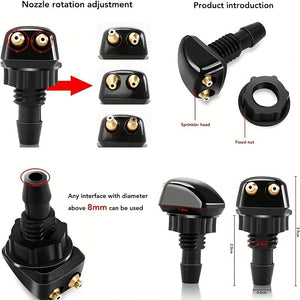 Planet Gates 1 Set 1 Set Universal Style Car Windshield Wiper Nozzle 2 Meter Hose 6 Connectors 4 Double Hole Water Spray Nozzles