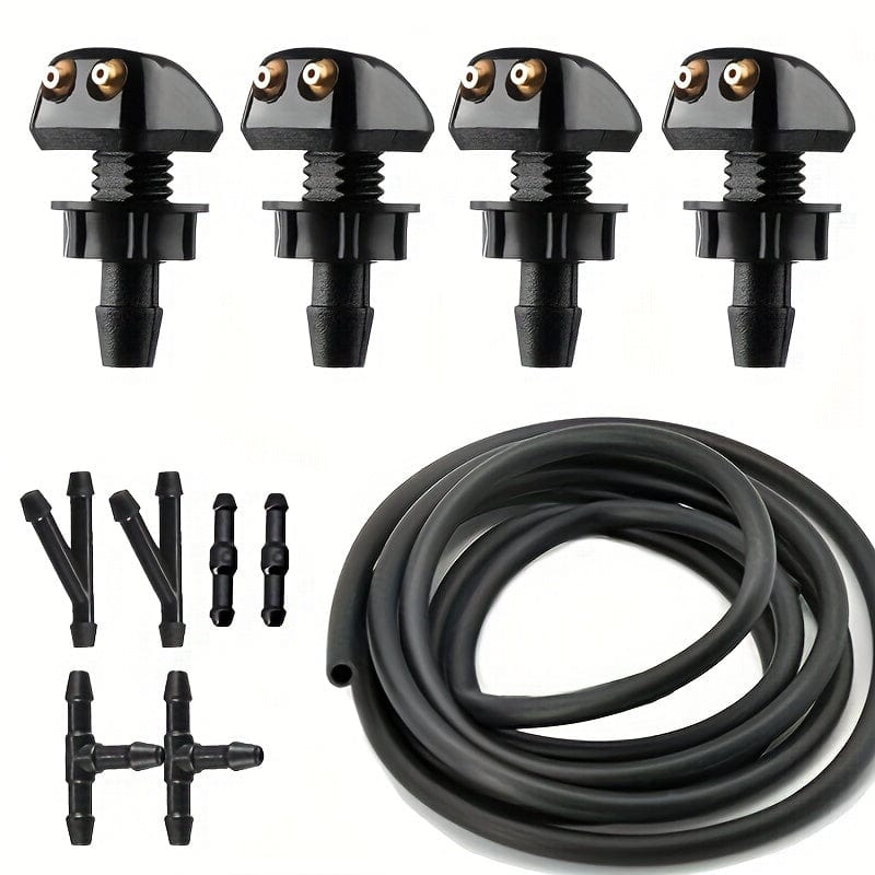Planet Gates 1 Set 1 Set Universal Style Car Windshield Wiper Nozzle 2 Meter Hose 6 Connectors 4 Double Hole Water Spray Nozzles
