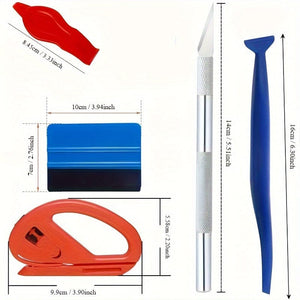 Planet Gates 1 Set 10pcs Car Vinyl Wrap Tool Kit, Window Film Install Tools Wrap Squeegee Wallpaper Smoothing Tool, Felt Squeegee Hard Scraper Vinyl Trimming Tool For Car Wrapping And Install Wallpaper