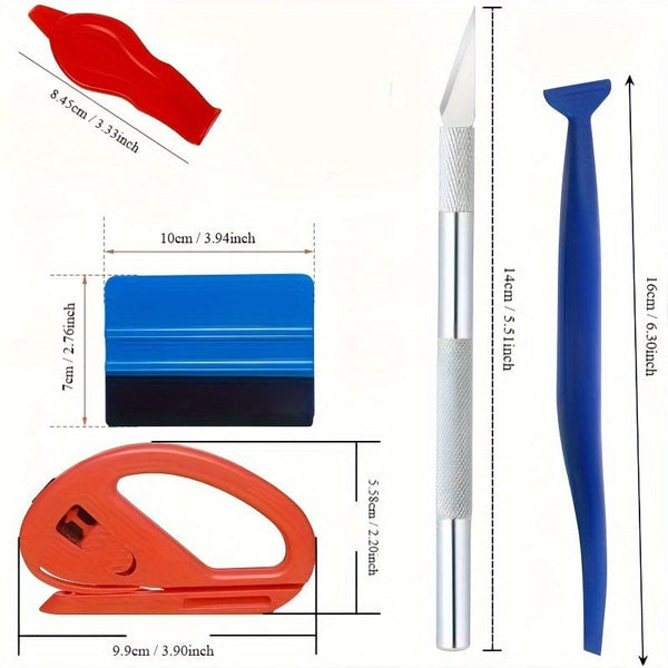 Planet Gates 1 Set 10pcs Car Vinyl Wrap Tool Kit, Window Film Install Tools Wrap Squeegee Wallpaper Smoothing Tool, Felt Squeegee Hard Scraper Vinyl Trimming Tool For Car Wrapping And Install Wallpaper