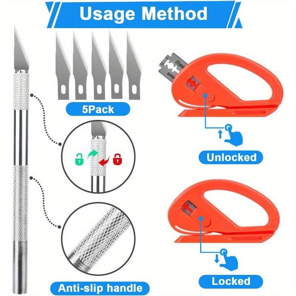 Planet Gates 1 Set 10pcs Car Vinyl Wrap Tool Kit, Window Film Install Tools Wrap Squeegee Wallpaper Smoothing Tool, Felt Squeegee Hard Scraper Vinyl Trimming Tool For Car Wrapping And Install Wallpaper