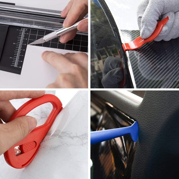 Planet Gates 1 Set 10pcs Car Vinyl Wrap Tool Kit, Window Film Install Tools Wrap Squeegee Wallpaper Smoothing Tool, Felt Squeegee Hard Scraper Vinyl Trimming Tool For Car Wrapping And Install Wallpaper