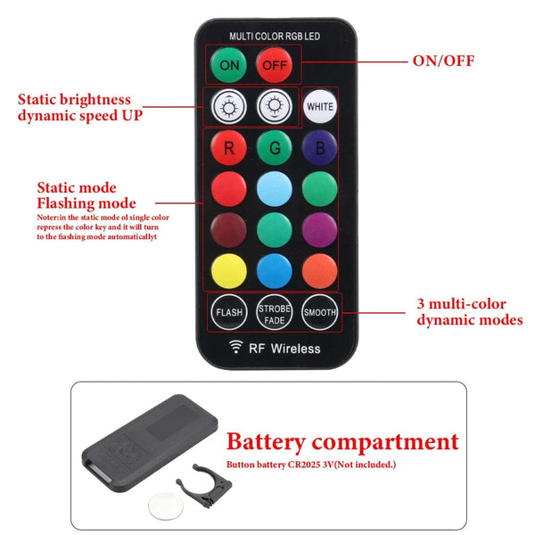 Planet Gates 1 set 2Pcs/Set RGB LED T10 W5W Bulbs With Remote Control W5W Led 194 168 Car Reading Dome Light Car Wedge Lamp License Plate Lights