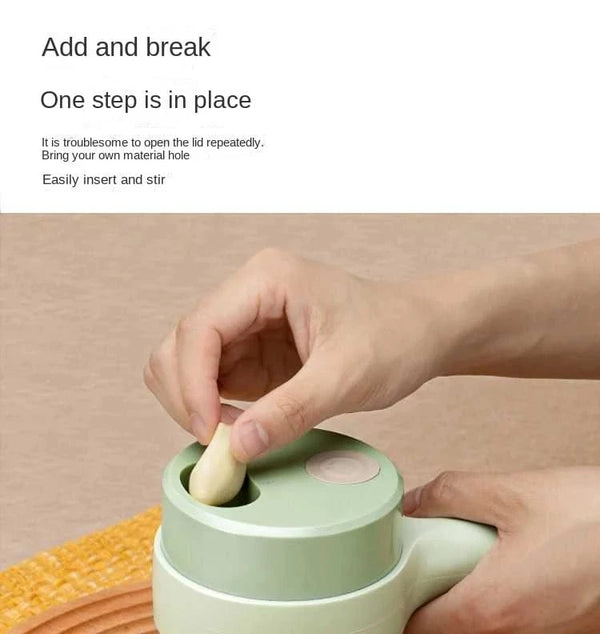 Planet Gates 1 set 4 in 1 Handheld Electric Vegetable Cutter Set for Garlic Pepper Chili Onion Celery Ginger Meat with Brush Kitchen Tools