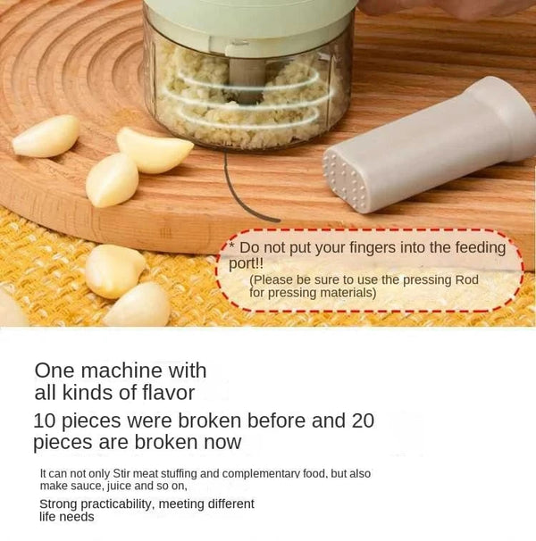 Planet Gates 1 set 4 in 1 Handheld Electric Vegetable Cutter Set for Garlic Pepper Chili Onion Celery Ginger Meat with Brush Kitchen Tools