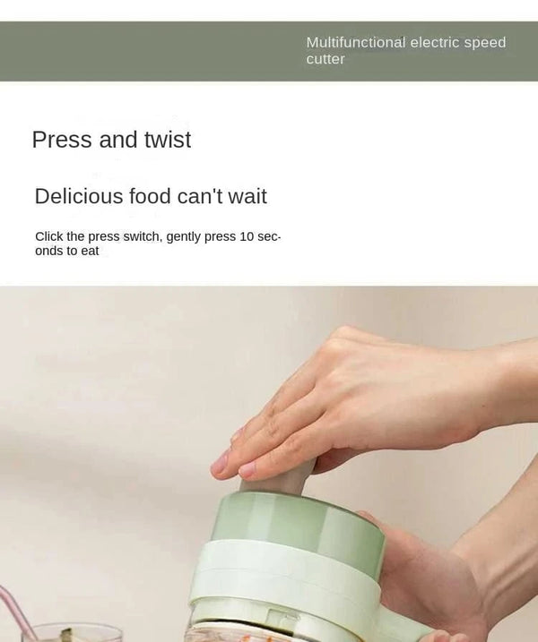 Planet Gates 1 set 4 in 1 Handheld Electric Vegetable Cutter Set for Garlic Pepper Chili Onion Celery Ginger Meat with Brush Kitchen Tools