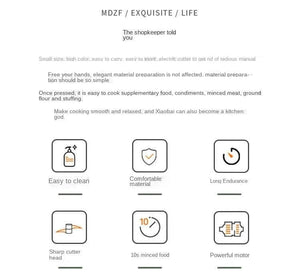 Planet Gates 1 set 4 in 1 Handheld Electric Vegetable Cutter Set for Garlic Pepper Chili Onion Celery Ginger Meat with Brush Kitchen Tools