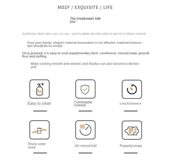 Planet Gates 1 set 4 in 1 Handheld Electric Vegetable Cutter Set for Garlic Pepper Chili Onion Celery Ginger Meat with Brush Kitchen Tools
