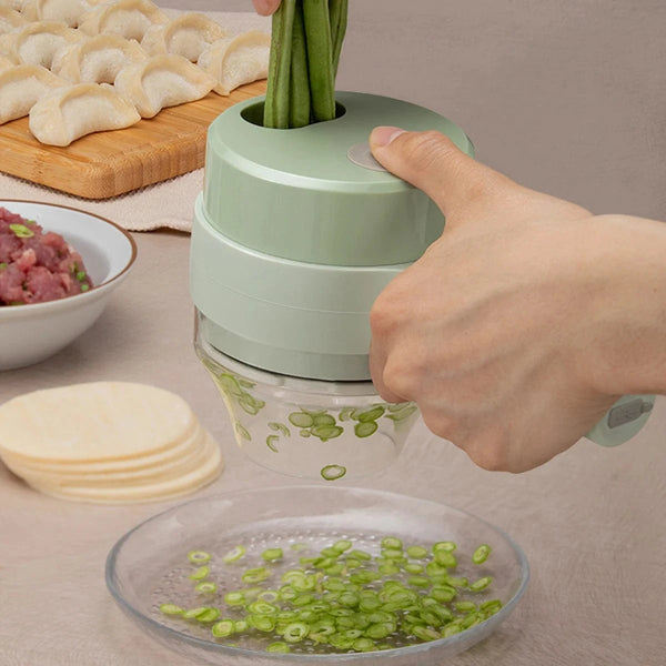 Planet Gates 1 set 4 in 1 Handheld Electric Vegetable Cutter Set for Garlic Pepper Chili Onion Celery Ginger Meat with Brush Kitchen Tools