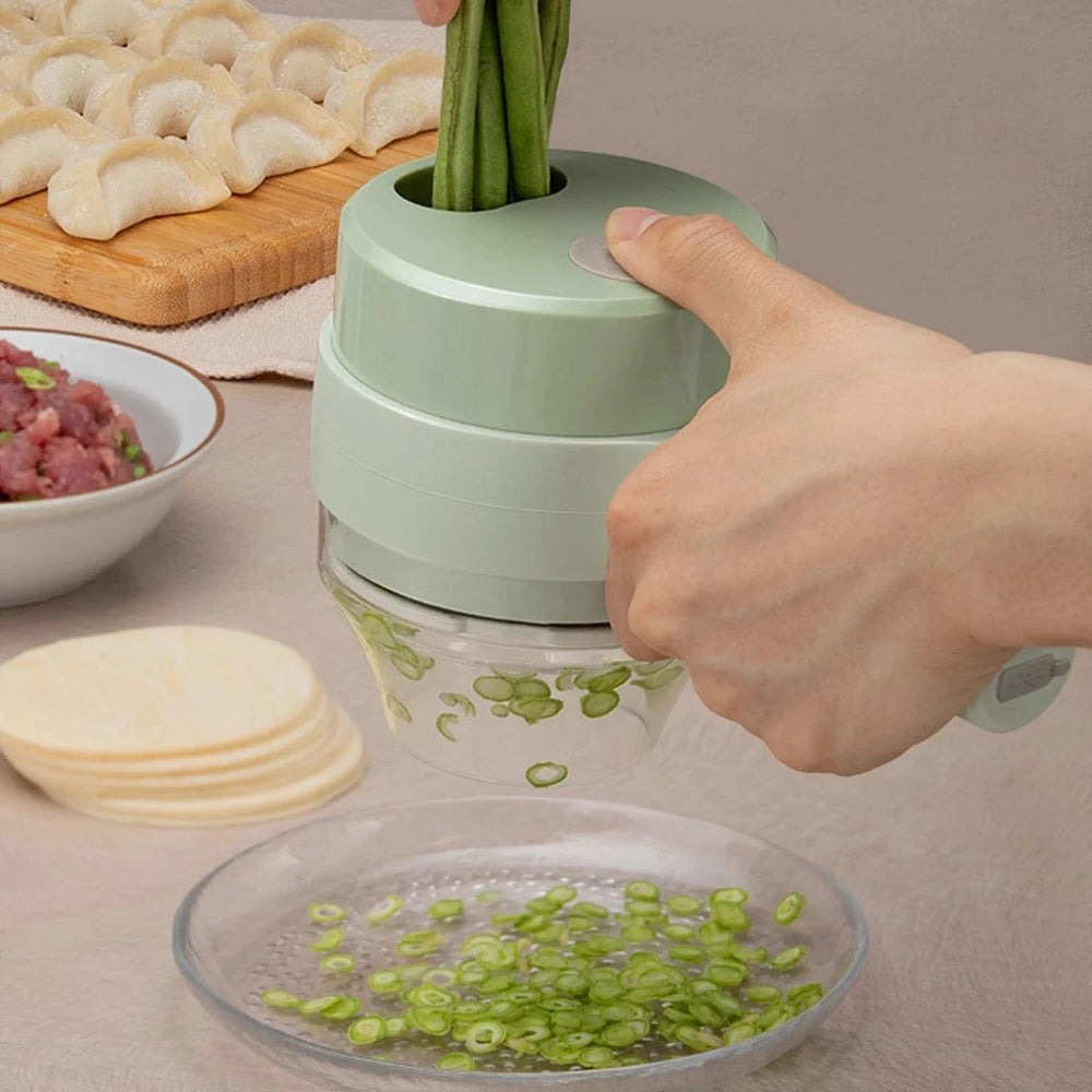 Planet Gates 1 set 4 in 1 Handheld Electric Vegetable Cutter Set for Garlic Pepper Chili Onion Celery Ginger Meat with Brush Kitchen Tools