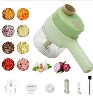 Planet Gates 1 set 4 in 1 Handheld Electric Vegetable Cutter Set for Garlic Pepper Chili Onion Celery Ginger Meat with Brush Kitchen Tools