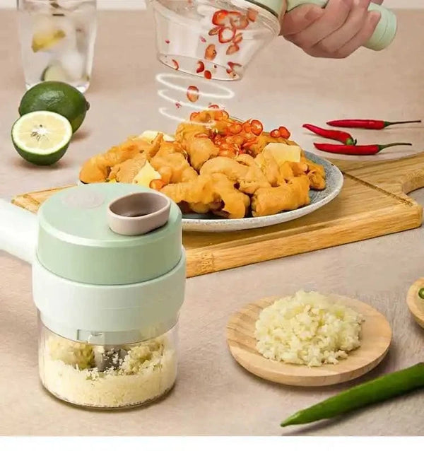 Planet Gates 1 set 4 in 1 Vegetable Cutter Handheld Electric Vegetables Slicer For Garlic Pepper Celery Ginger Meat With Brush Kitchen Accessories