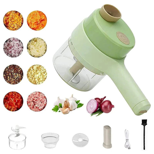Planet Gates 1 set 4 in 1 Vegetable Cutter Handheld Electric Vegetables Slicer For Garlic Pepper Celery Ginger Meat With Brush Kitchen Accessories