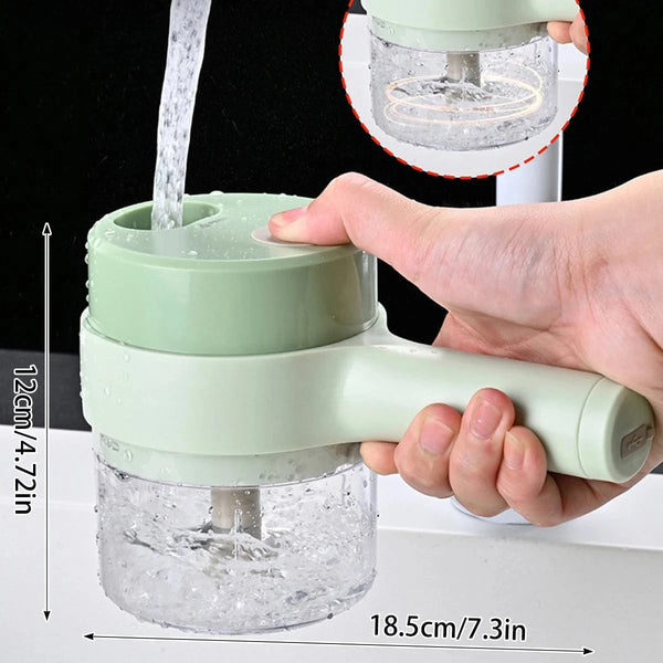 Planet Gates 1 set 4 in 1 Vegetable Cutter Handheld Electric Vegetables Slicer For Garlic Pepper Celery Ginger Meat With Brush Kitchen Accessories