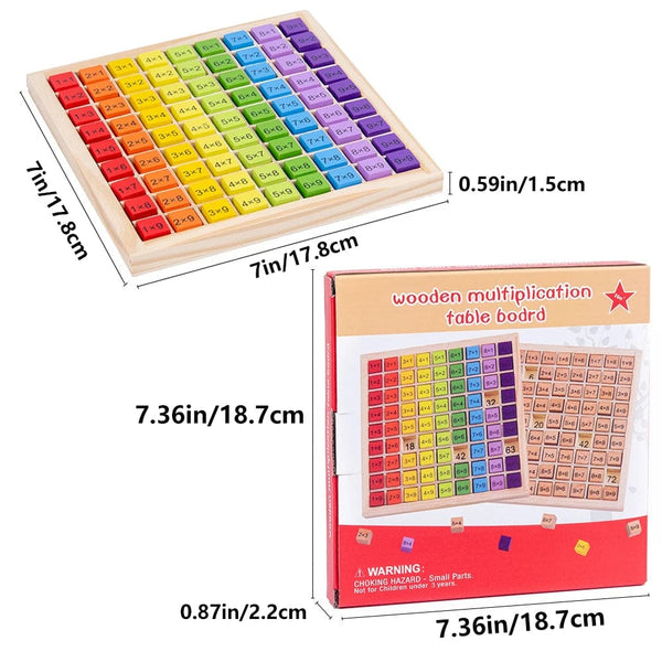 Planet Gates 1 set 7In X 7In Montessori Educational Wooden Multiplication Table Board For Kids, Arithmetic Teaching Aids Math Toys For Children