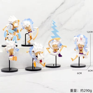 Planet Gates 1 set Anime figure One piece Q-version The sun god Nika Luffy model figure  Car decoration kid gifts