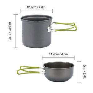 Planet Gates 1 Set Camping Cookware Mess Kit Ultralight Camping Pot Set Outdoor Cooking Tableware for Hiking Trekking Picnic Fishing Mountaineering